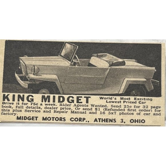King Midget Motors Mini Print Ad Vintage 1963 Cars Auto Athens OH - Picture 6 of 6